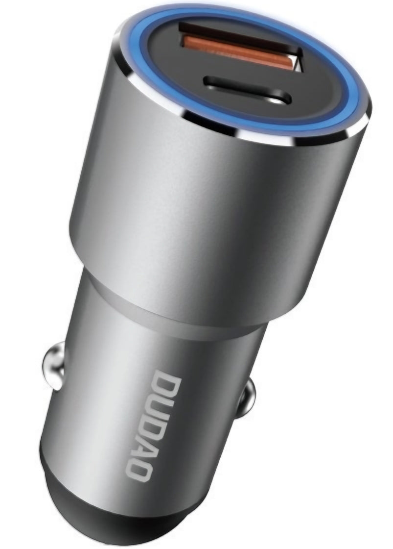 Auto-Ladegerät Dudao R4PQ NM, 22,5W, 3A, 1 x USB-A - 1 x USB-C, Grau