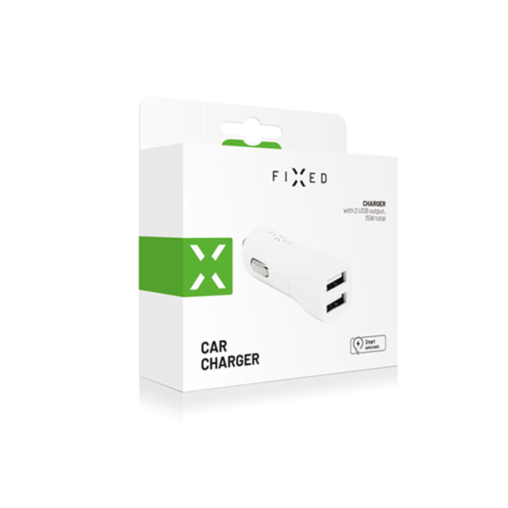 Caricabatterie Auto Fixed, 15.5W, 3A, 2 x USB-A, Bianco
