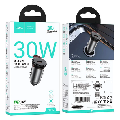 Auto-Ladegerät HOCO NZ16, 30W, 3A, 1 x USB-C, Grau