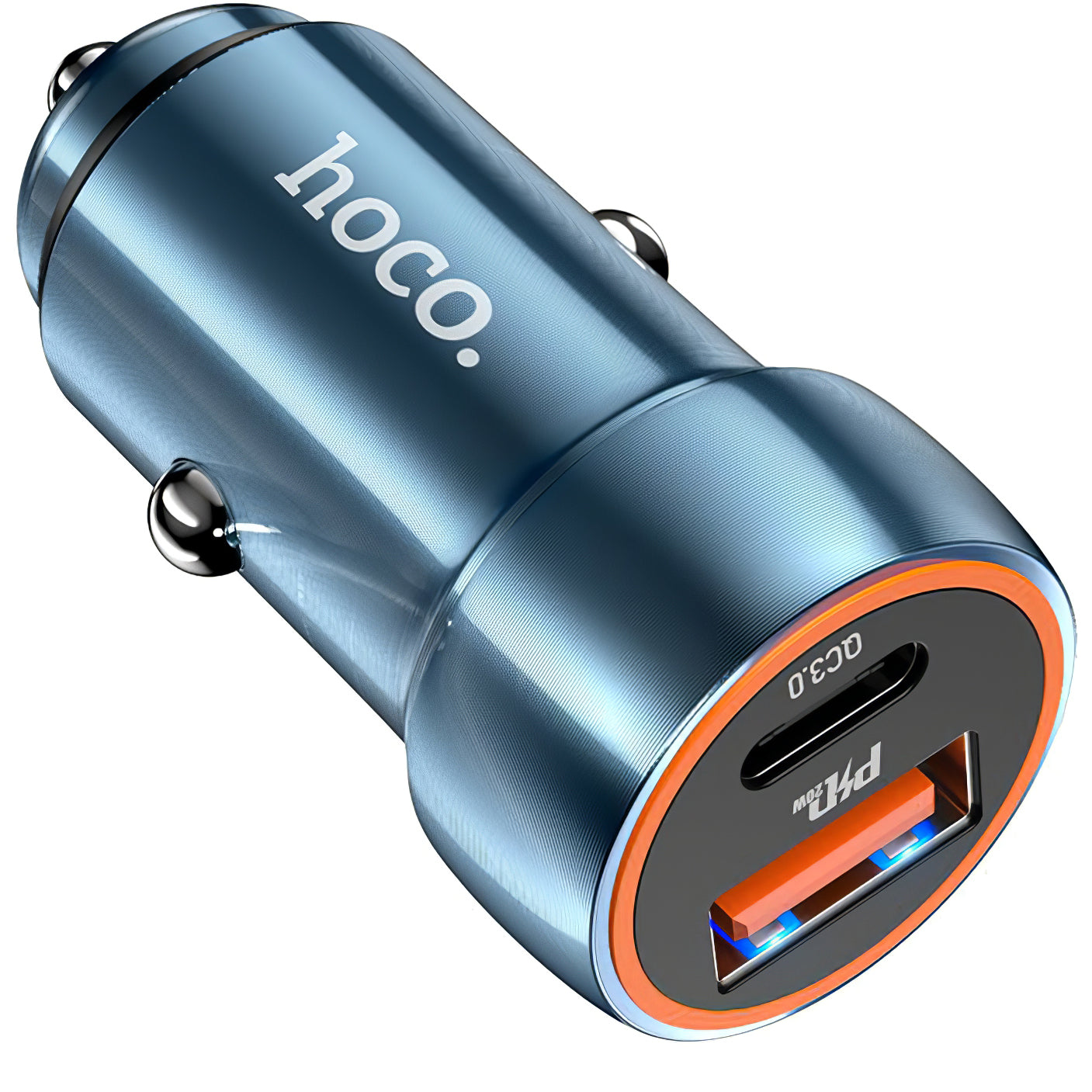 Chargeur de voiture HOCO Z46A, 20W, 3A, 1 x USB-A - 1 x USB-C, Bleu