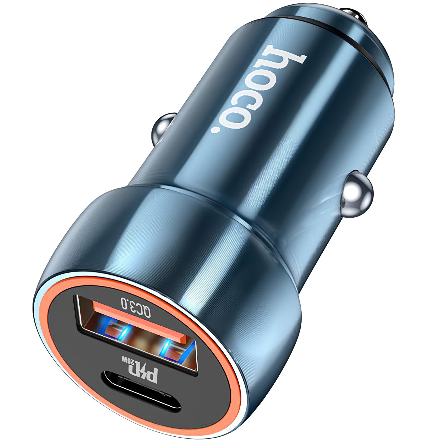 Chargeur de voiture HOCO Z46A, 20W, 3A, 1 x USB-A - 1 x USB-C, Bleu