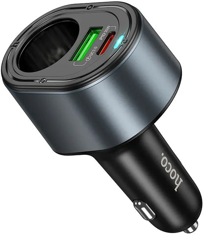 Auto-Ladegerät HOCO Z56, 35W, 3A, 1 x USB-A - 1 x USB-C - 1 x Zigarettenanzünder-Verlängerung, Schwarz
