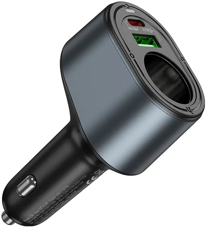 Auto-Ladegerät HOCO Z56, 35W, 3A, 1 x USB-A - 1 x USB-C - 1 x Zigarettenanzünder-Verlängerung, Schwarz