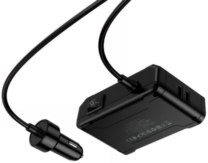 Auto-Ladegerät HOCO Z64, 15.5W, 3.1A, 2 x USB-A - 2 x USB-C - 3 x Zigarettenanzünder-Verlängerung, Schwarz