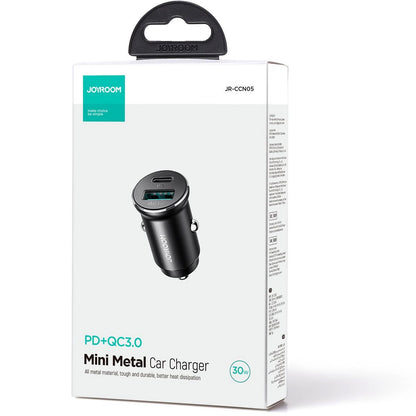 Chargeur de voiture Joyroom JR-CCN05, 30W, 3A, 1 x USB-A - 1 x USB-C, Noir