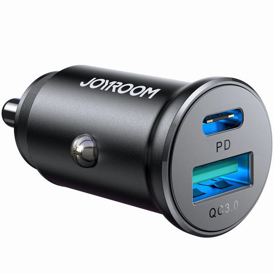 Caricabatterie Auto Joyroom JR-CCN05, 30W, 3A, 1 x USB-A - 1 x USB-C, Nero