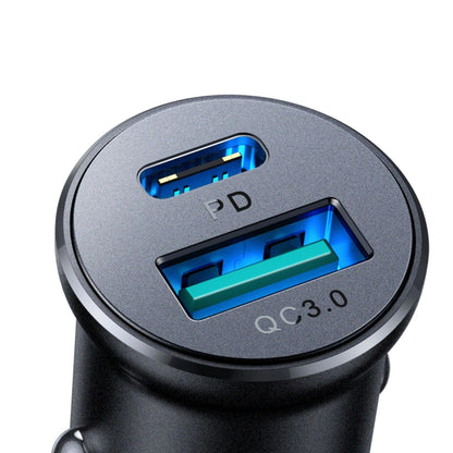 Chargeur de voiture Joyroom JR-CCN05, 30W, 3A, 1 x USB-A - 1 x USB-C, Noir