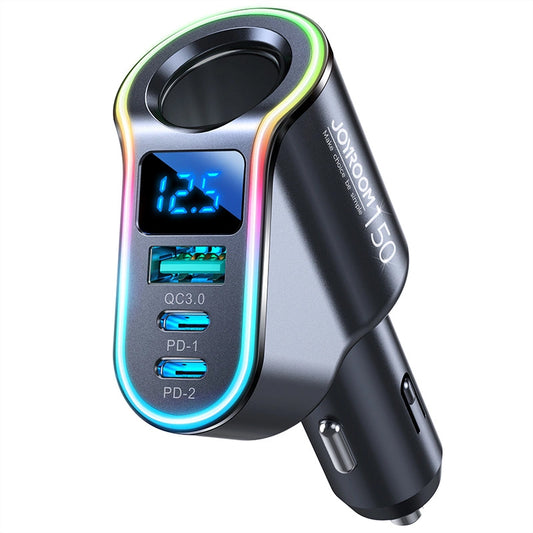 Caricabatterie Auto Joyroom JR-CL21, 150W, 3A, 1 x Estensione Accendisigari - 1 x USB-A - 2 x USB-C, Nero