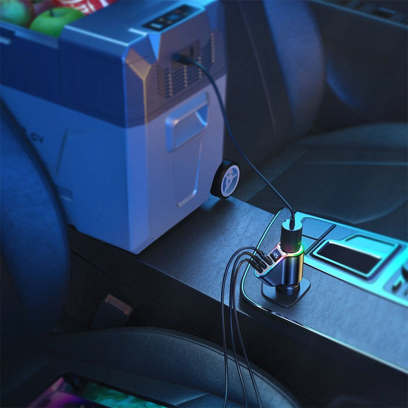 Auto-Ladegerät Joyroom JR-CL21, 150W, 3A, 1 x Zigarettenanzünder-Verlängerung - 1 x USB-A - 2 x USB-C, Schwarz