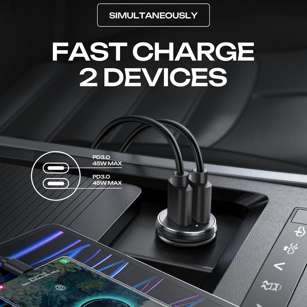 Auto-Ladegerät Lisen, 45W, 3A, 2 x USB-C, Schwarz YL0223080007