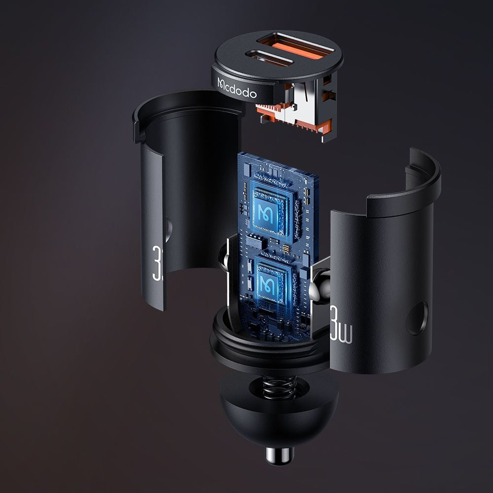 Auto-Ladegerät McDodo CC-2320 Cool, 33W, 3A, 1 x USB-A - 1 x USB-C, Schwarz