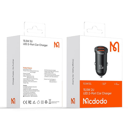 Auto-Ladegerät McDodo CC-2950 Cool, 15.5W, 3.1A, 2 x USB-A, Schwarz