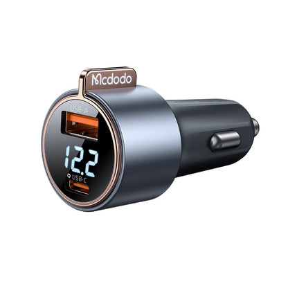 Chargeur de voiture McDodo CC-3690 Venus Display, 75W, 3A, 1 x USB-A - 1 x USB-C, Noir