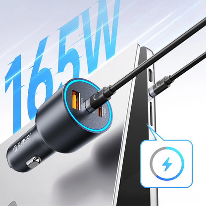 Chargeur Auto Orico HyperDrive, 165W, 5A, 1 x USB-A - 2 x USB-C, Noir