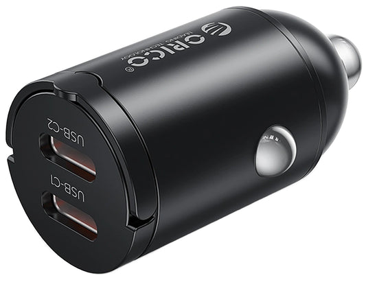 Caricatore Auto Orico MiniRing, 30W, 3A, 2 x USB-C, Nero