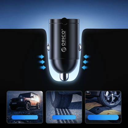 Orico MiniRing Auto-Ladegerät, 30W, 3A, 2 x USB-C, Schwarz