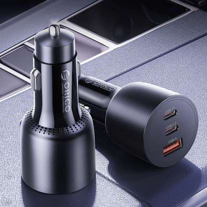 Chargeur Auto Orico PowerLink, 165W, 5A, 1 x USB-A - 2 x USB-C, Noir