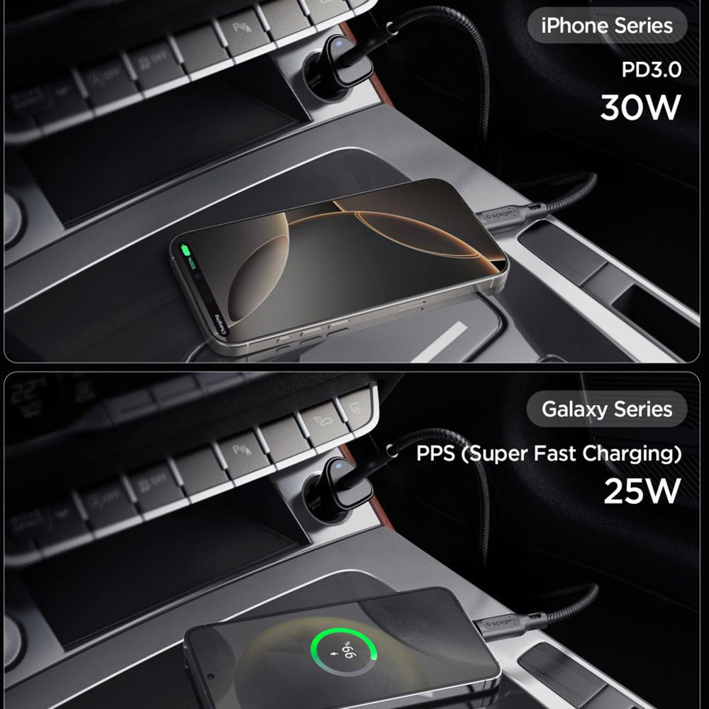 Chargeur de voiture Spigen EV301 Essential, 30W, 3A, 1 x USB-C, Noir