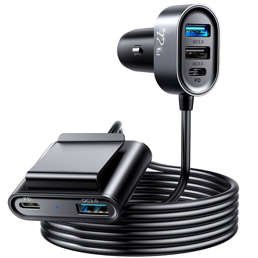 Caricabatterie Auto Joyroom JR-CL05, 72W, 3A, 2 x USB-C - 3 x USB-A, Nero