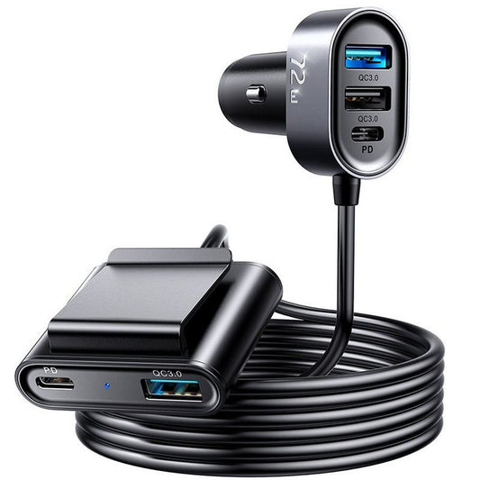 Caricabatterie Auto Joyroom JR-CL05, 72W, 3A, 2 x USB-C - 3 x USB-A, Nero