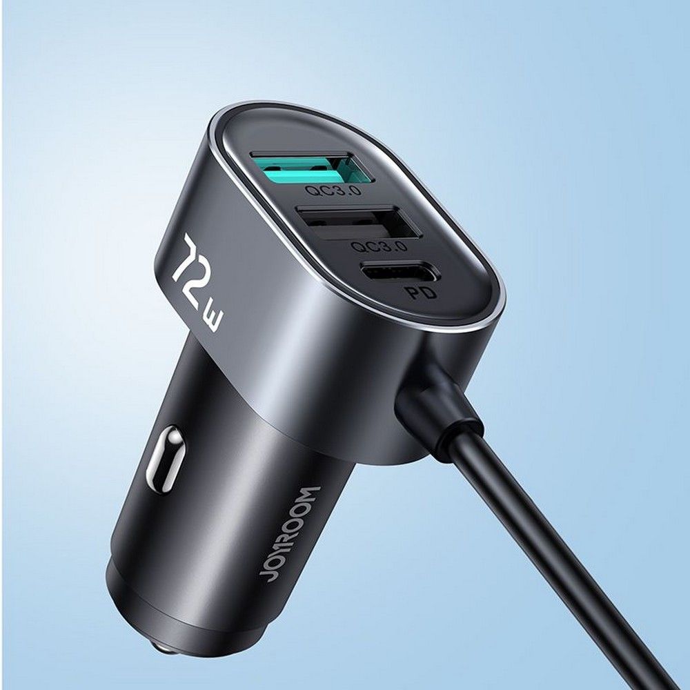 Caricabatterie Auto Joyroom JR-CL05, 72W, 3A, 2 x USB-C - 3 x USB-A, Nero