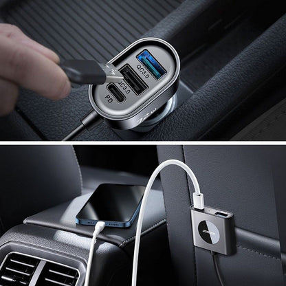Caricabatterie Auto Joyroom JR-CL05, 72W, 3A, 2 x USB-C - 3 x USB-A, Nero