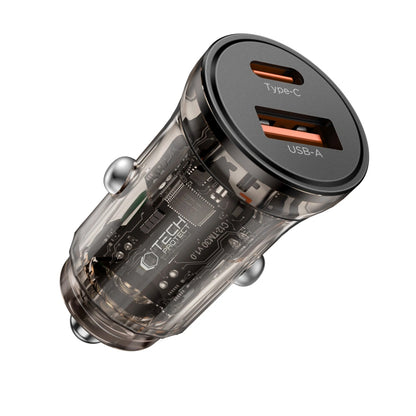 Chargeur Auto Tech-Protect CC01, 30W, 3A, 1 x USB-A - 1 x USB-C, Noir
