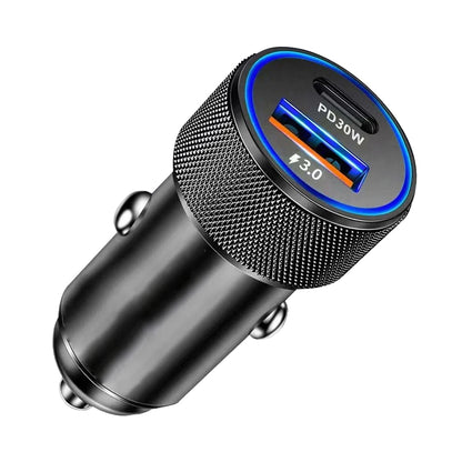 Techsuit C2 VoltDuo Car Charger, 30W, 3A, 1 x USB-A - 1 x USB-C, Black