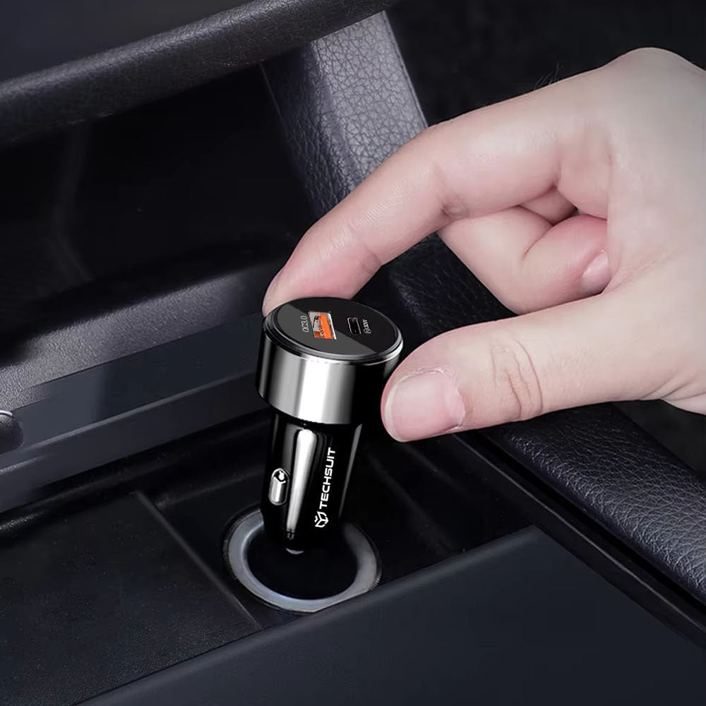 Techsuit TE-P31 Premium Car Charger, 48W, 3A, 1 x USB-A - 1 x USB-C, Black