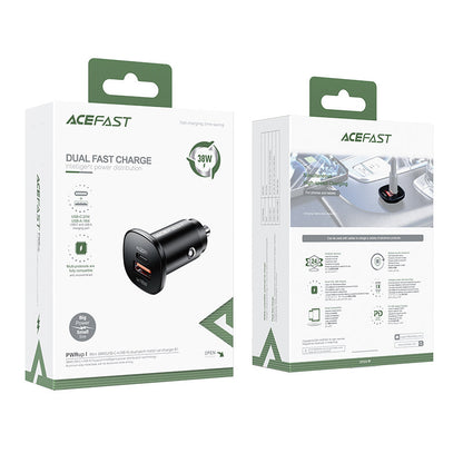 Auto-Ladegerät Acefast B1, 38W, 3A, 1 x USB-A - 1 x USB-C, Schwarz