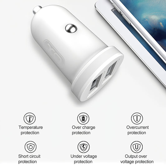 Chargeur Auto XO Design CC-18, 10.5W, 2.1A, 2 x USB-A, Blanc