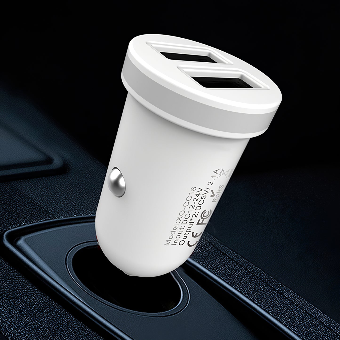 Chargeur Auto XO Design CC-18, 10.5W, 2.1A, 2 x USB-A, Blanc