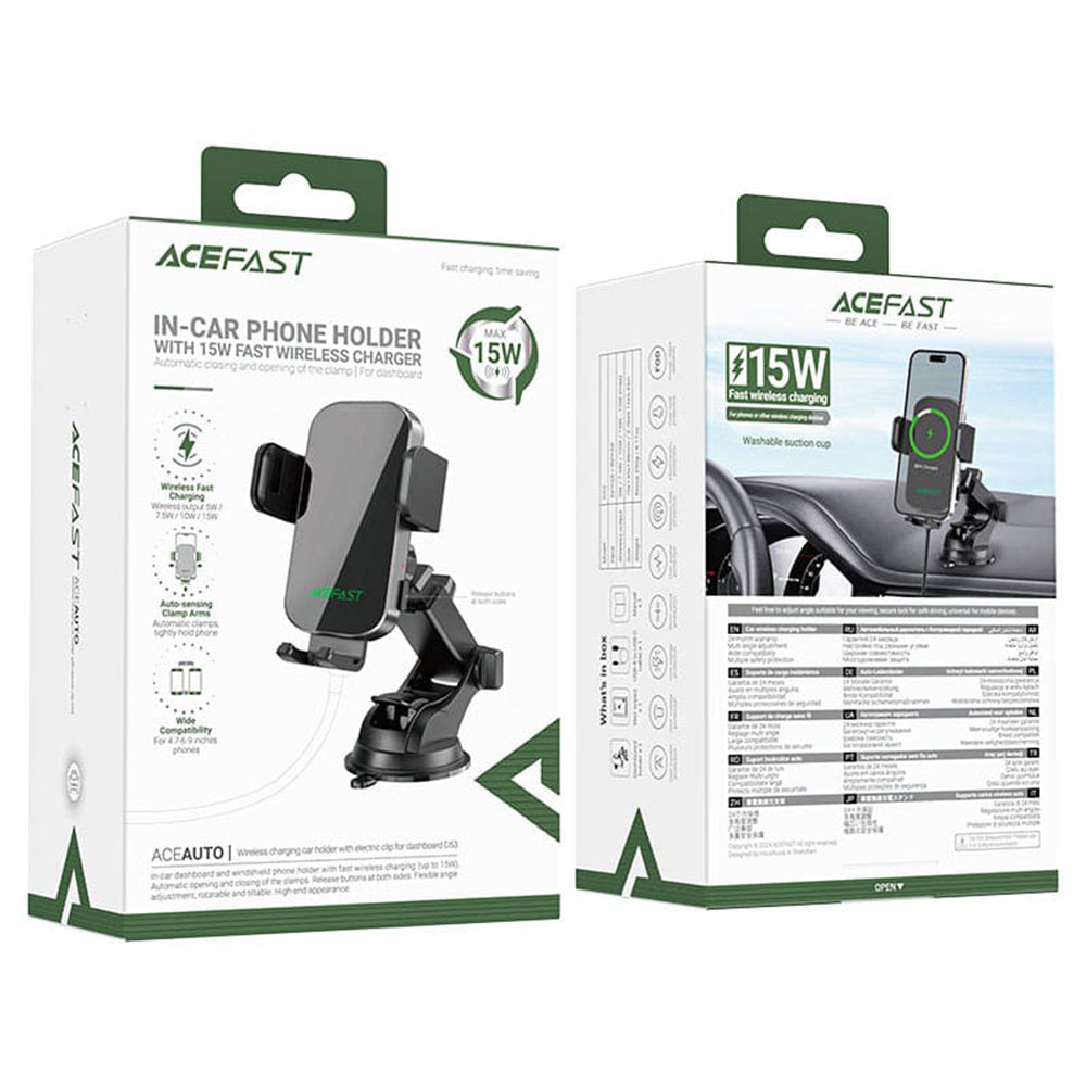 Auto Wireless Ladegerät Acefast D53, 15W, 1.67A, Schwarz