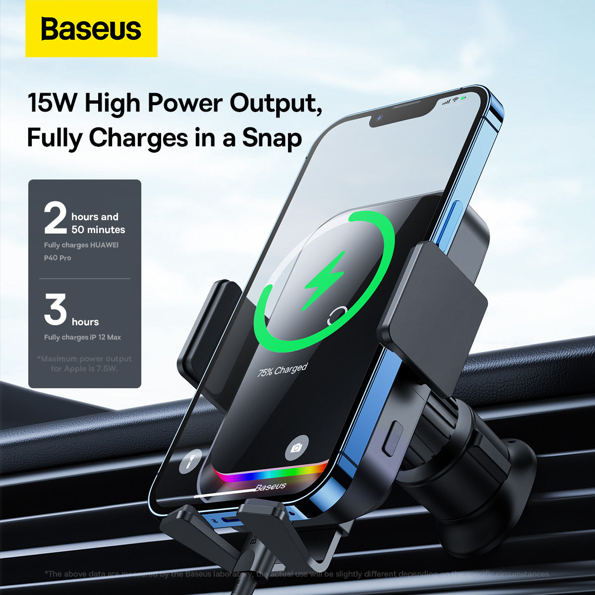 Chargeur Voiture Sans Fil Baseus Halo, 15W, 1.67A, Noir SUDD000001