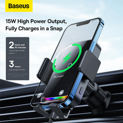 Chargeur Voiture Sans Fil Baseus Halo, 15W, 1.67A, Noir SUDD000001