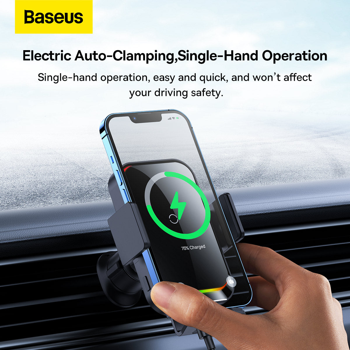 Chargeur Voiture Sans Fil Baseus Halo, 15W, 1.67A, Noir SUDD000001