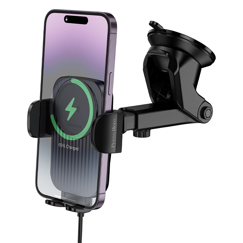 Caricabatterie Auto Wireless Borofone BH222 Leading, 15W, 1.67A, Nero