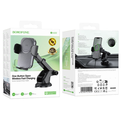 Caricabatterie Auto Wireless Borofone BH222 Leading, 15W, 1.67A, Nero
