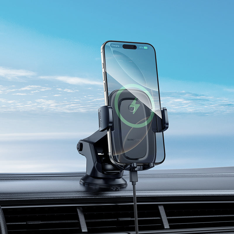 Caricabatterie Auto Wireless Borofone BH223 Follower, 15W, 1.67A, Nero