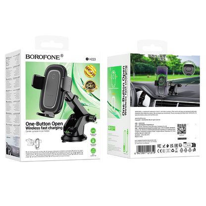 Caricabatterie Auto Wireless Borofone BH223 Follower, 15W, 1.67A, Nero