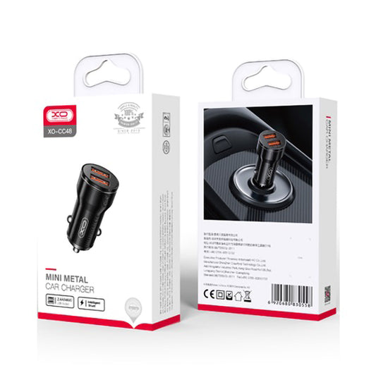 Chargeur Auto XO Design CC48, 12W, 2.4A, Noir