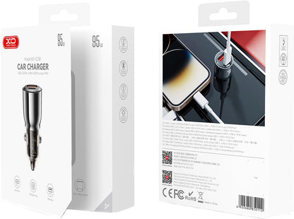 Chargeur Auto XO Design CC58, 95W, 3.25A, 1 x USB-A - 1 x USB-C, Noir