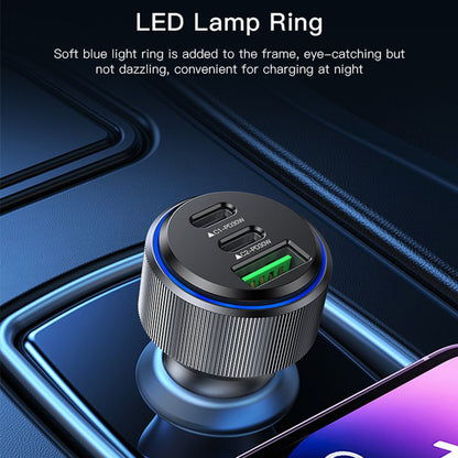 Chargeur de voiture Yesido Y50, 60W, 3A, 1 x USB-A - 2 x USB-C, Noir