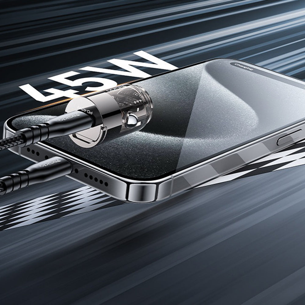 Chargeur de voiture Yesido Y67, 45W, 3A, 1 x USB-C, Noir