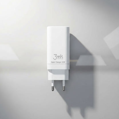 3MK HyperCharger Netzladegerät, 65W, 5A, 1 x USB-A - 2 x USB-C, Weiß