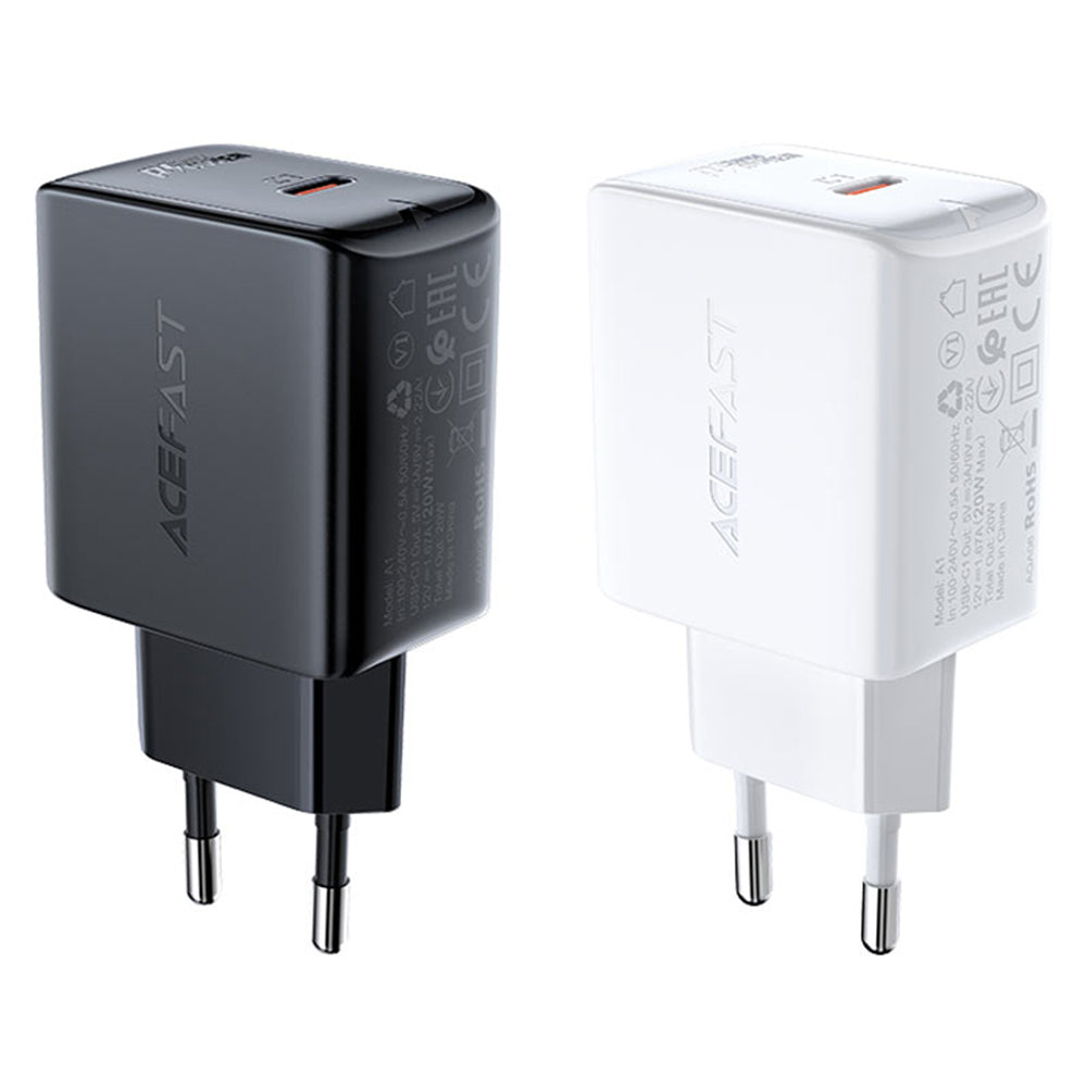 Chargeur réseau Acefast A1, 20W, 3A, 1 x USB-C, Noir