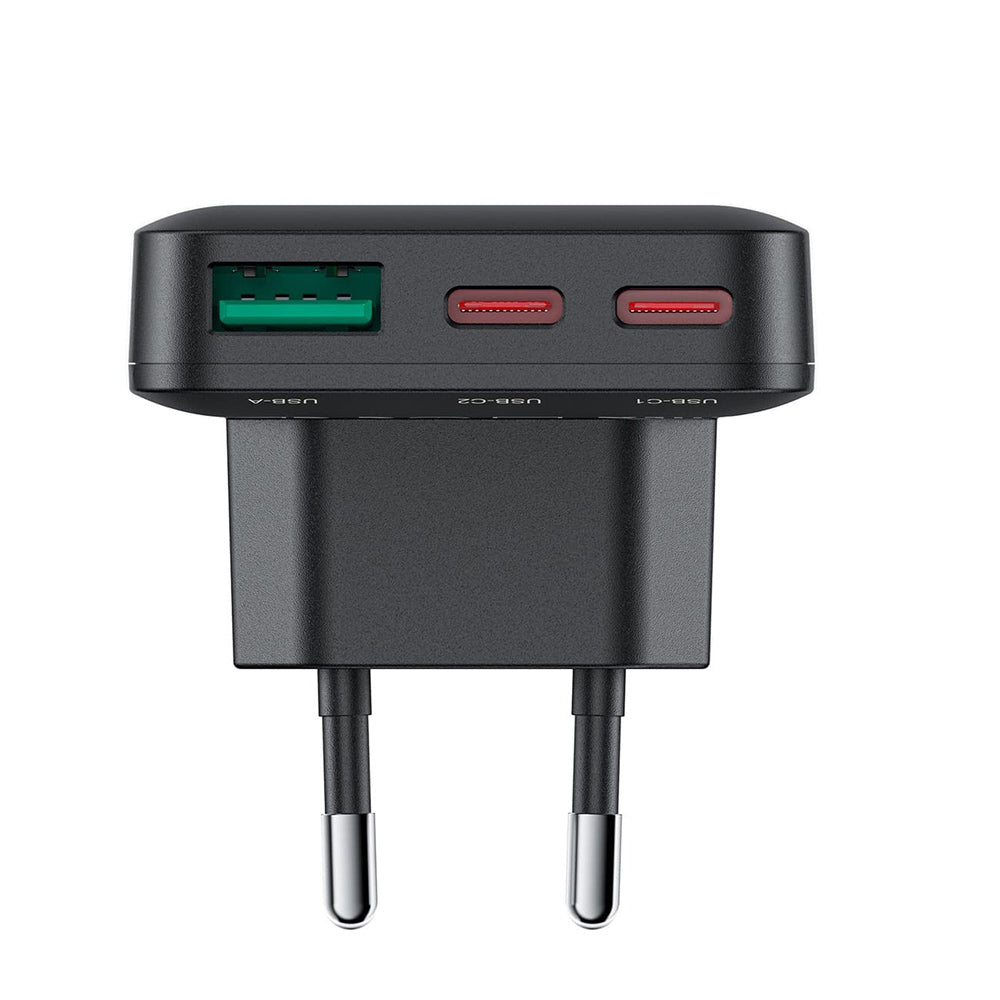 Chargeur Réseau Acefast A100, 65W, 3.25A, 1 x USB-A - 2 x USB-C, Noir