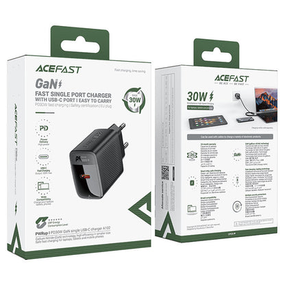 Netzladegerät Acefast A102, 30W, 3A, 1 x USB-C, Schwarz