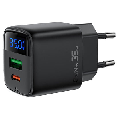 Netzladegerät Acefast A116 Display, 35W, 3A, 1 x USB-A - 1 x USB-C, Schwarz