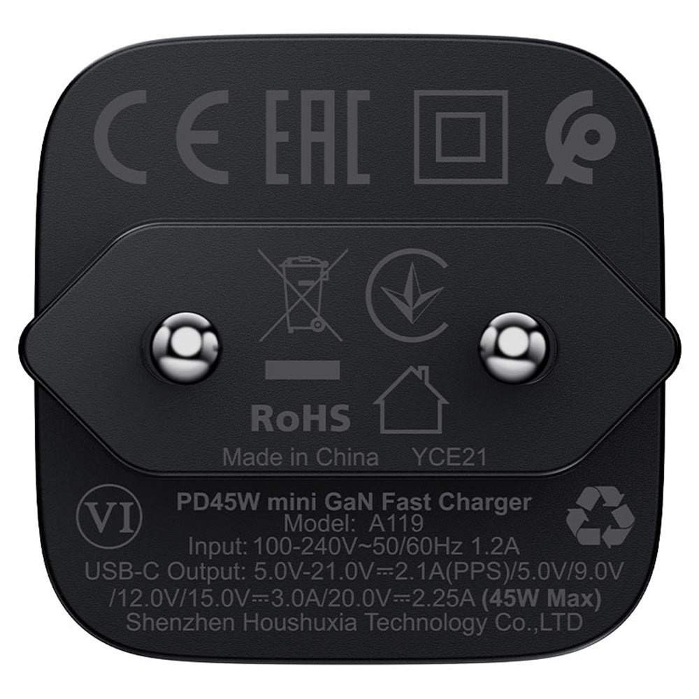 Caricabatterie da rete Acefast A119, 45W, 3A, 1 x USB-C, Nero